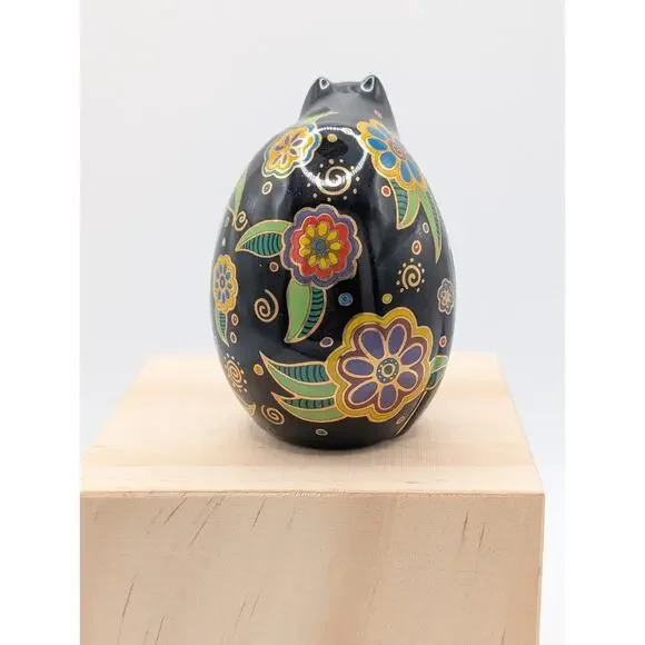 Laurel Burch "Flowering Feline" Cat Figurine Ceramic A9978 Handmade, 1996 - Picture 3 of 5
